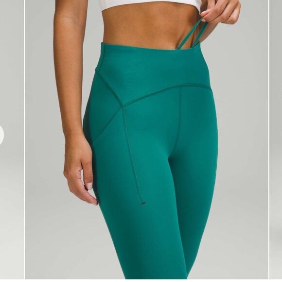 LULULEMON Leggings Women 4 Power Thru High Rise Teal Lagoon 23” - Picture 3 of 11